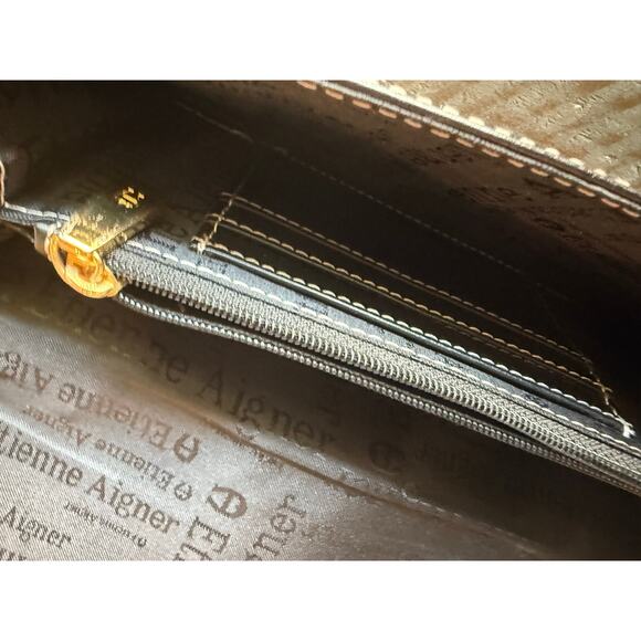 Etienne Aigner Brown and Black Monogram Logo Wallet Zipper and Flap - Picture 6 of 8